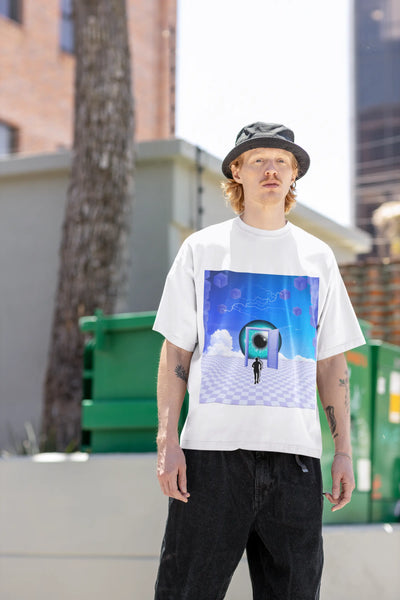 male model with a street background